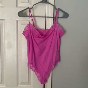 SKIMS Vibrant Pink Lace Bodysuit